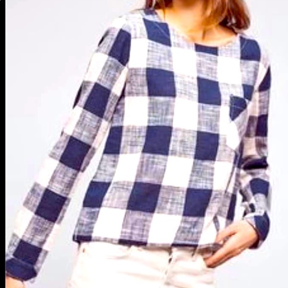 Anthro Cloth and Stone Plaid Top - Picture 1 of 3